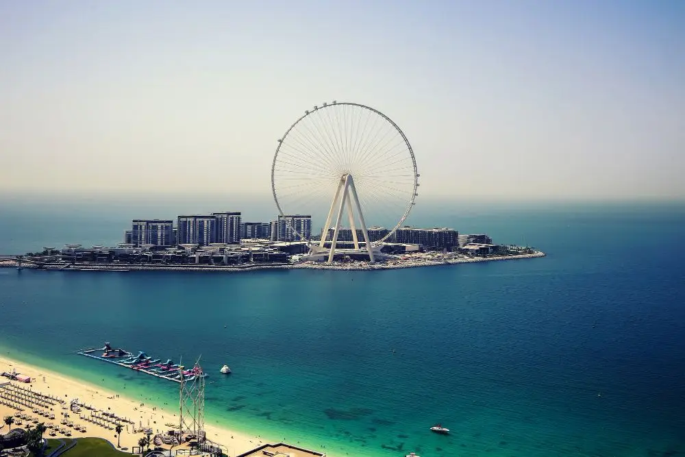 Bluewaters Island and Ain Dubai seen from JBR beach